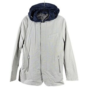 Zara Man Jacket Mens Large Gray Navy Hooded Full Zip Layered Look